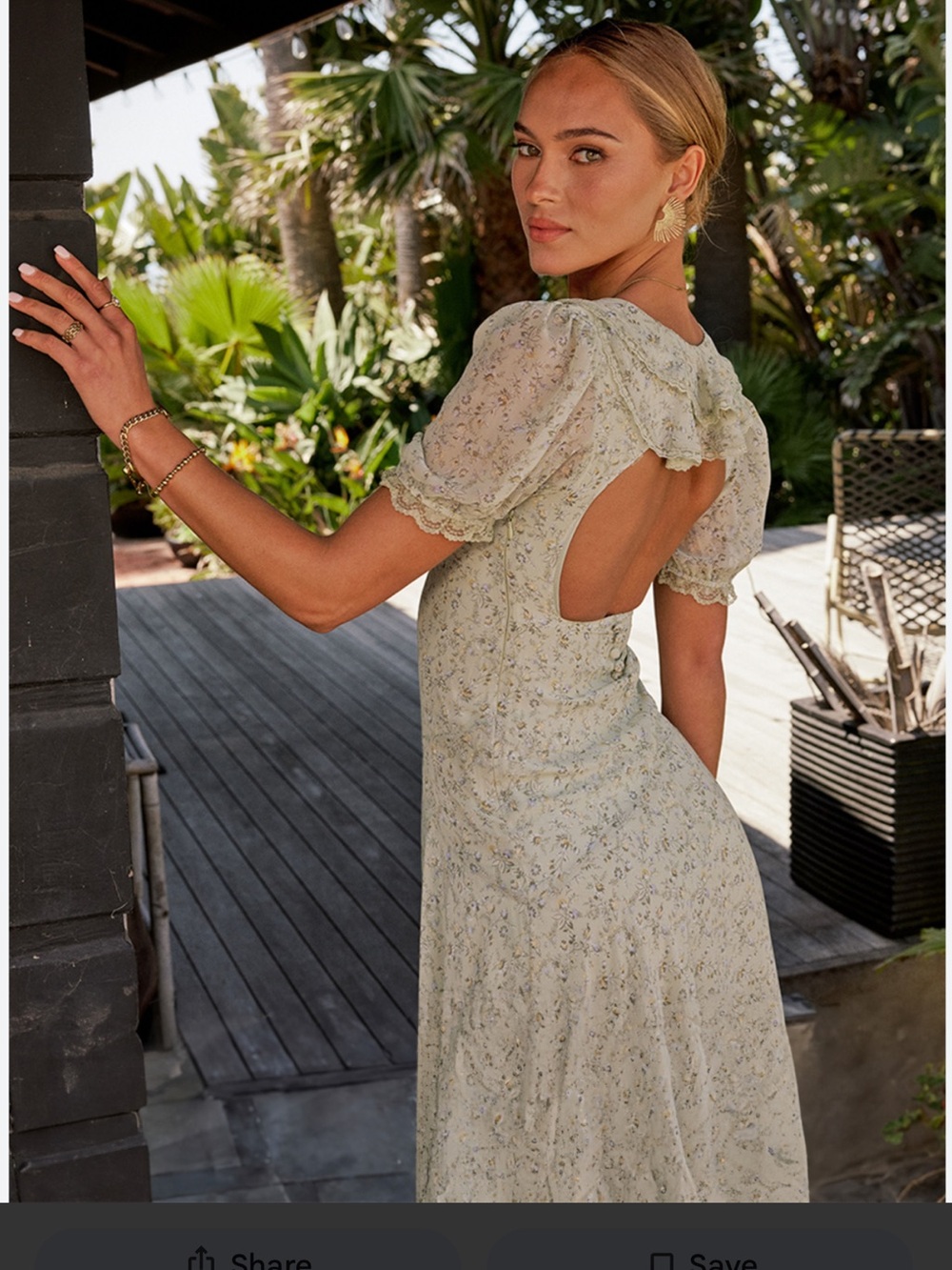 Böhme Sage Floral Open Back Maxi Dress NWT Size M